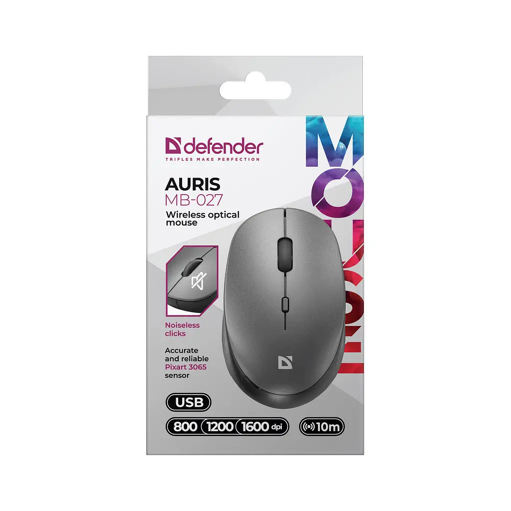 Мишка Defender Auris MB-027 Silent Wireless Grey (52029) - фото 6