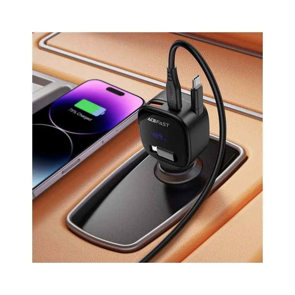 Зарядний пристрій Acefast 1xUSB-C PD95W + telescopic cable USB-C black (6974316285946) - фото 6