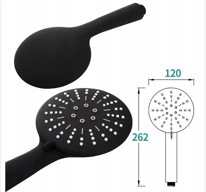 Душова лійка Rea + шланг + тримач чорний REA-P4101, Чорний - фото 4