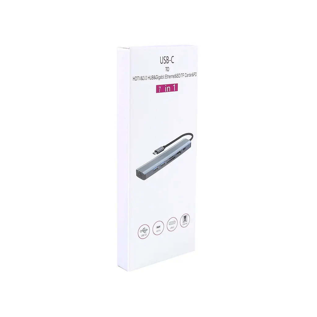 Концентратор Dynamode 7-in-1 USB-C to HDTV 4K/30Hz, 2хUSB3.0, RJ45, USB-C PD 100W, SD/MicroSD (BYL-2303) - фото 11