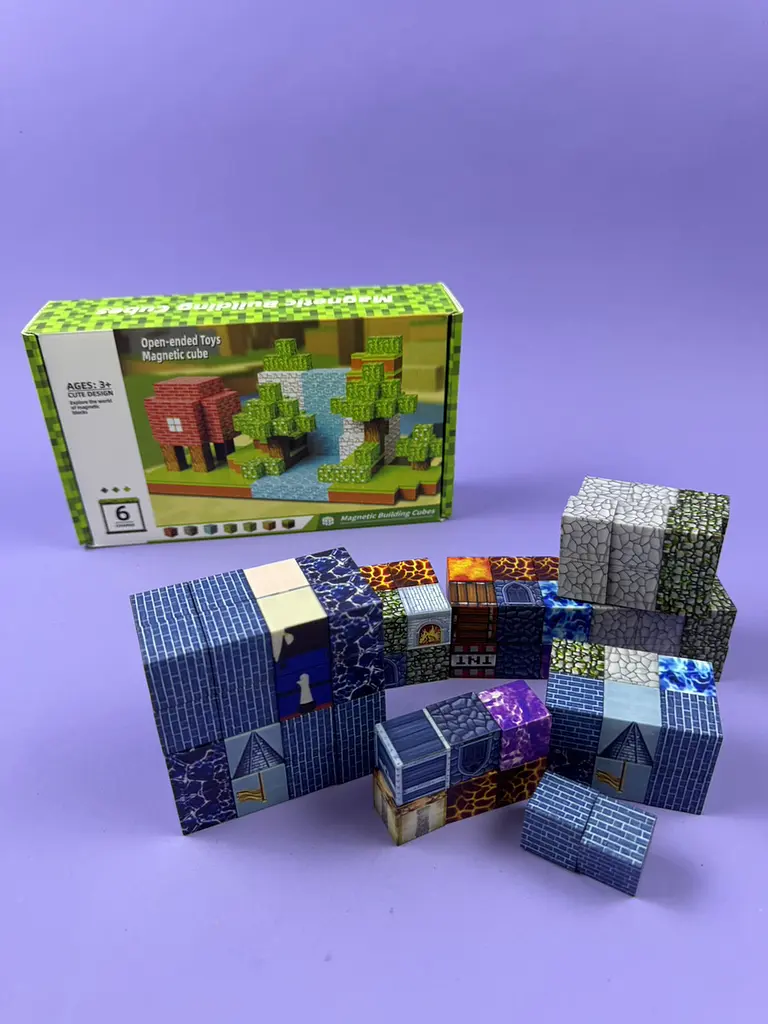 Магнітний конструктор J087-10A за мотивами комп'ютерної гри Minecraft (Майнкрафт), 100 деталей, для створення блоків та персонажів - фото 2