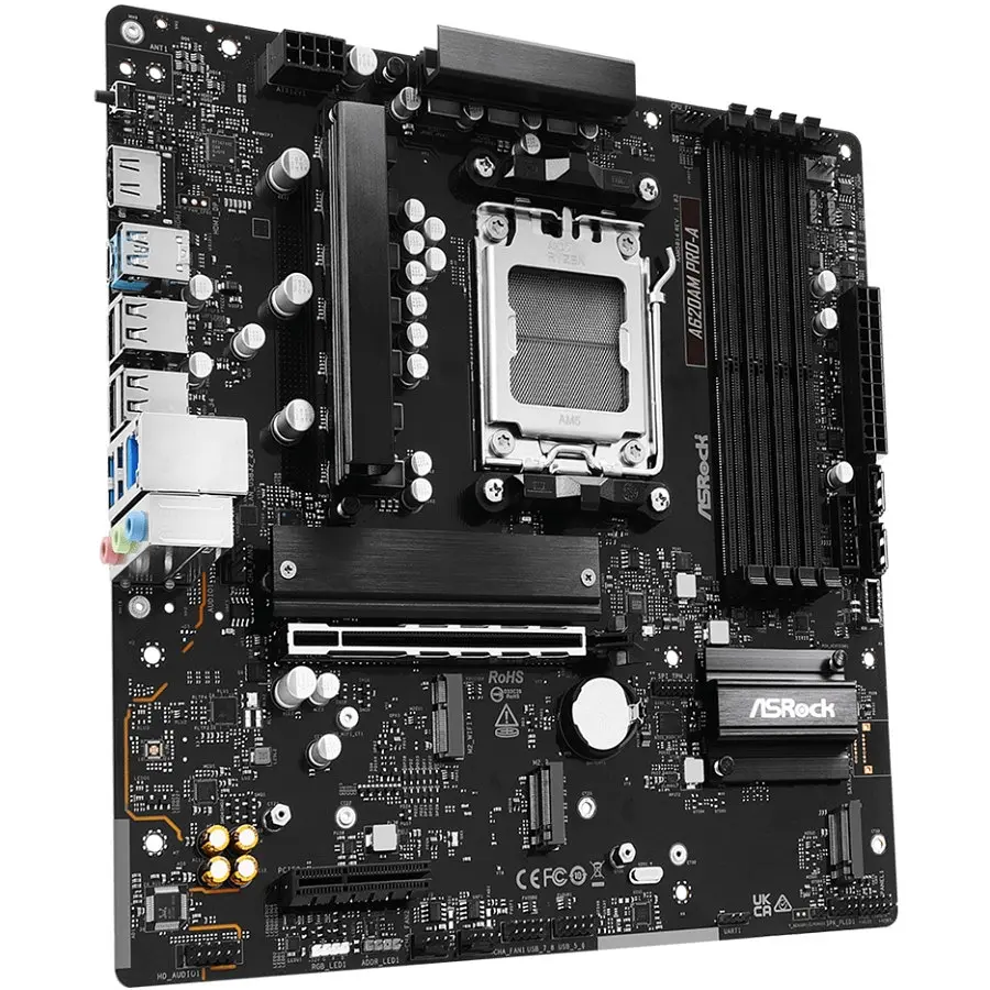 Материнська плата ASRock A620AM PRO-A (AM5/A620A, 4xDDR5, PCIex16, HDMI, 2xSATA, 3xM.2, 2.5GLan, 8ch, mATX) - фото 2
