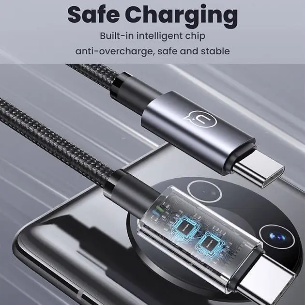 Кабель Usams US-SJ661 USB-C to USB-C 60W 5A 1.2m Tarnish [138985] - фото 7