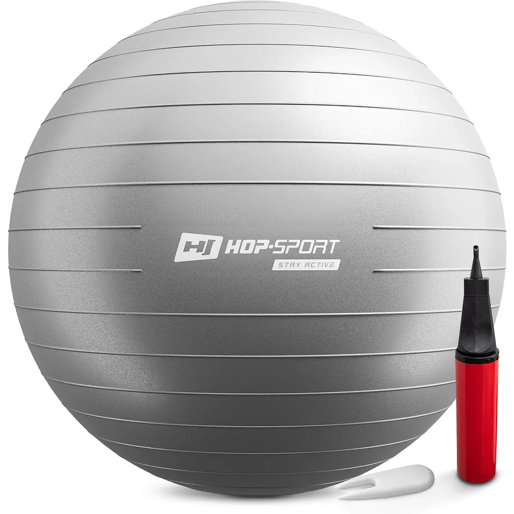 Фітбол Hop-Sport 85см сріблястий + насос 2020 - фото 2