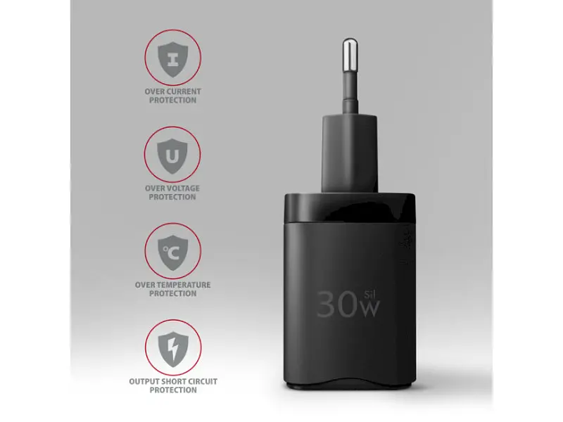 Мережевий зарядний пристрій AXAGON USB-C 30 W Black (ACU-PQ30) - фото 5