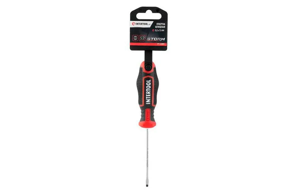 Отвертка плоская шлицевая Intertool SL3 x 75 мм Storm VT-3401 - фото 5