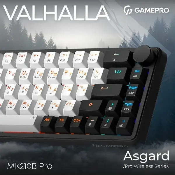Bluetooth Клавіатура GamePro Asgard Valhalla MK210B Pro 65 RGB Wireless/Bluetooth/USB Black (MK210B Pro) UA - фото 3