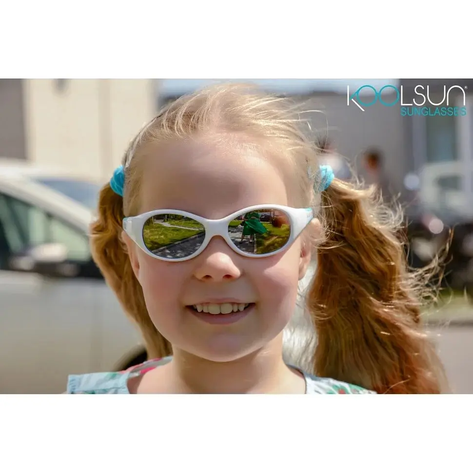 Дитячі сонцезахисні окуляри Koolsun біло-бірюзові серії Flex (Розмір: 3+) KS-FLWA003 - фото 2