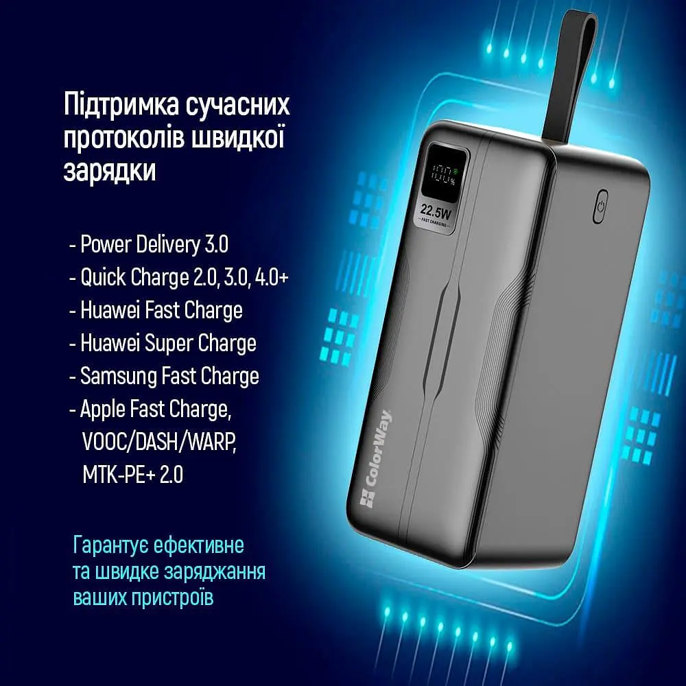 Павербанк ColorWay Black 50 000 mAh / 22.5 Вт (CW-PB500LPC5BK-PDD) - фото 10