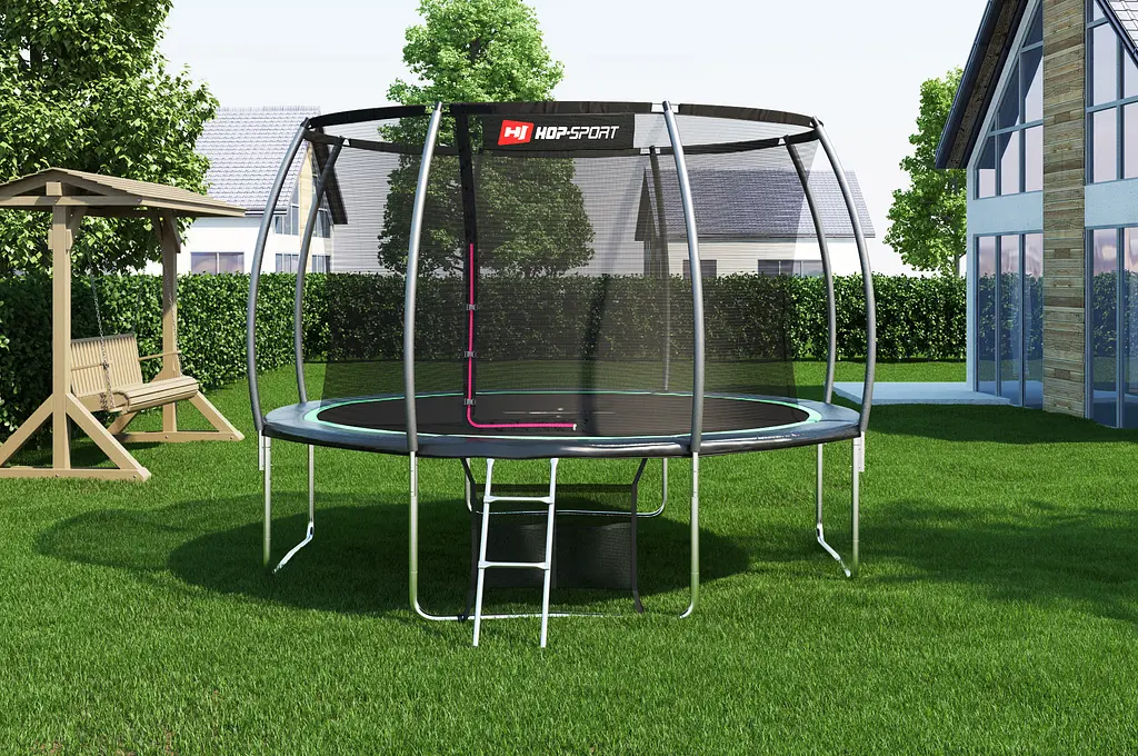 Батут Hop-Sport Premium 12ft (366см) чорно-зелений з внутрішньою сіткою - фото 4