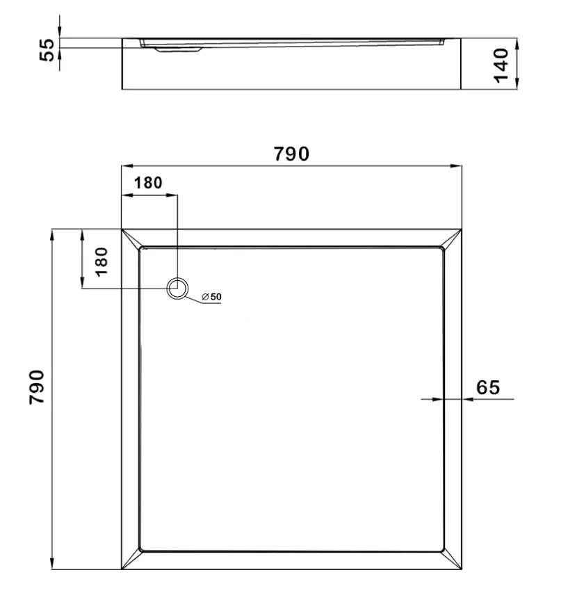 Душовий піддон Lidz Kapielka ST80x80х14, квадратний LKAST808014 - фото 5