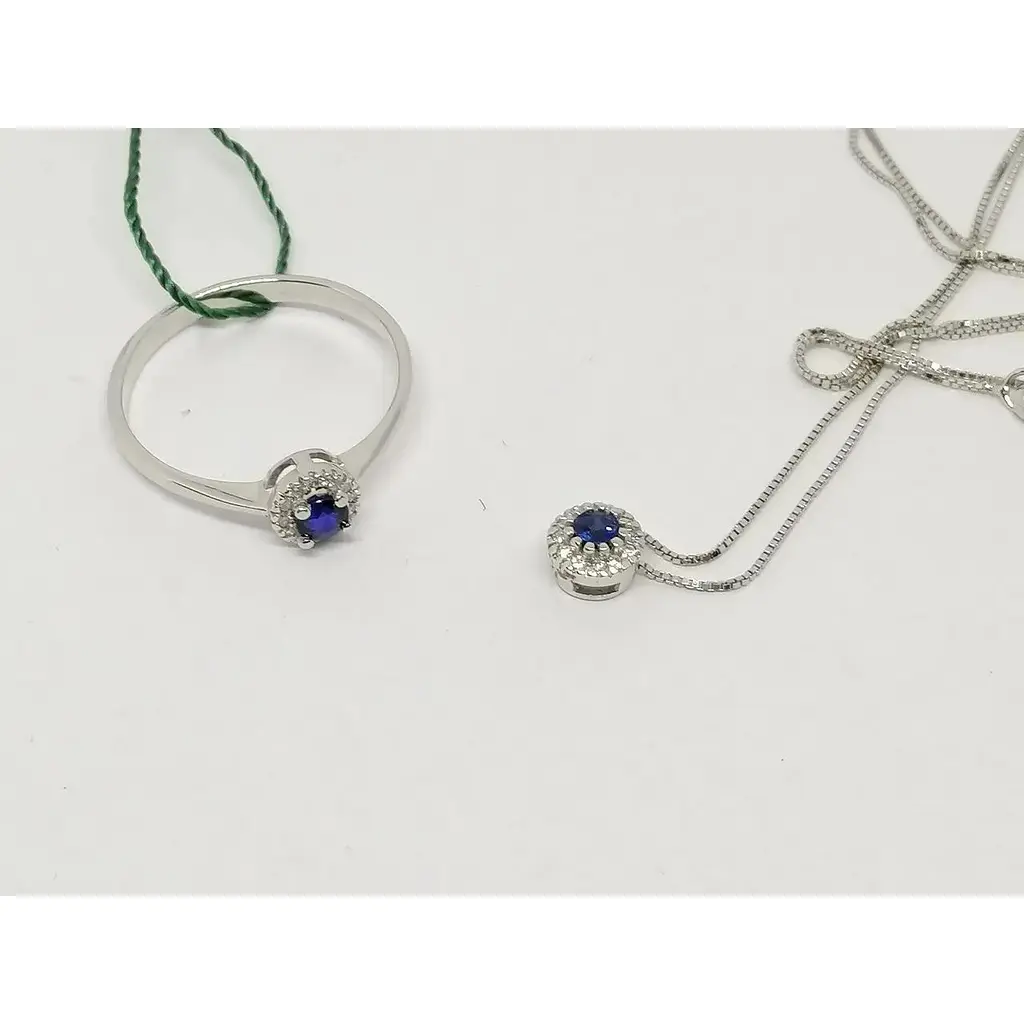 Золоте кольє ЮЗ "Багет" з діамантами і сапфіром. 85134/1С 45 - фото 6