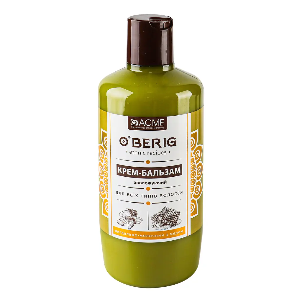 Крем-бальзам O'Berig Мигдалево-молочний з медом зволожуючий для всіх типів волосся 500 мл - фото 2