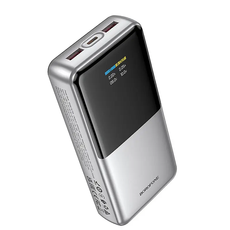 Портативний ЗП Power Bank BOROFONE BJ75A Foinse 22.5W+PD20W with display 20000 mAh Silver - фото 2