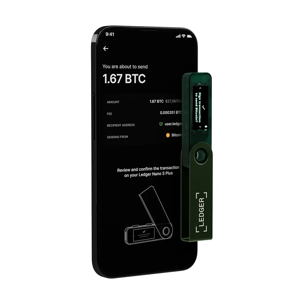Криптогаманець Ledger Nano S Plus Emerald Green — апаратний криптовалютний гаманець з холодним зберіганням, USB-підключенням, мультивалютною підтримкою, зберіганням NFT, корпус-флешка - фото 6