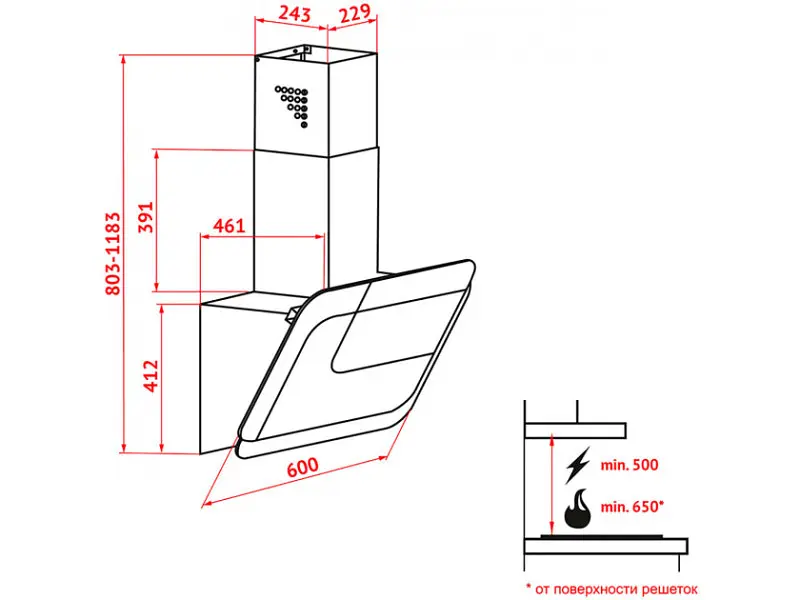Витяжка Perfelli DNS 9753 B 1100 WH/BL LED Strip - фото 6