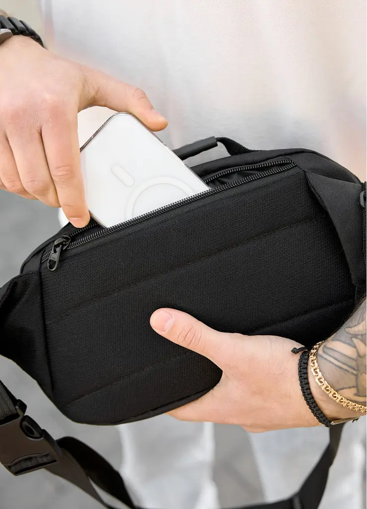 Сумка через плече бананка Sambag Flex Pro чорна 30 × 17 × 15 см (85451065m) - фото 4