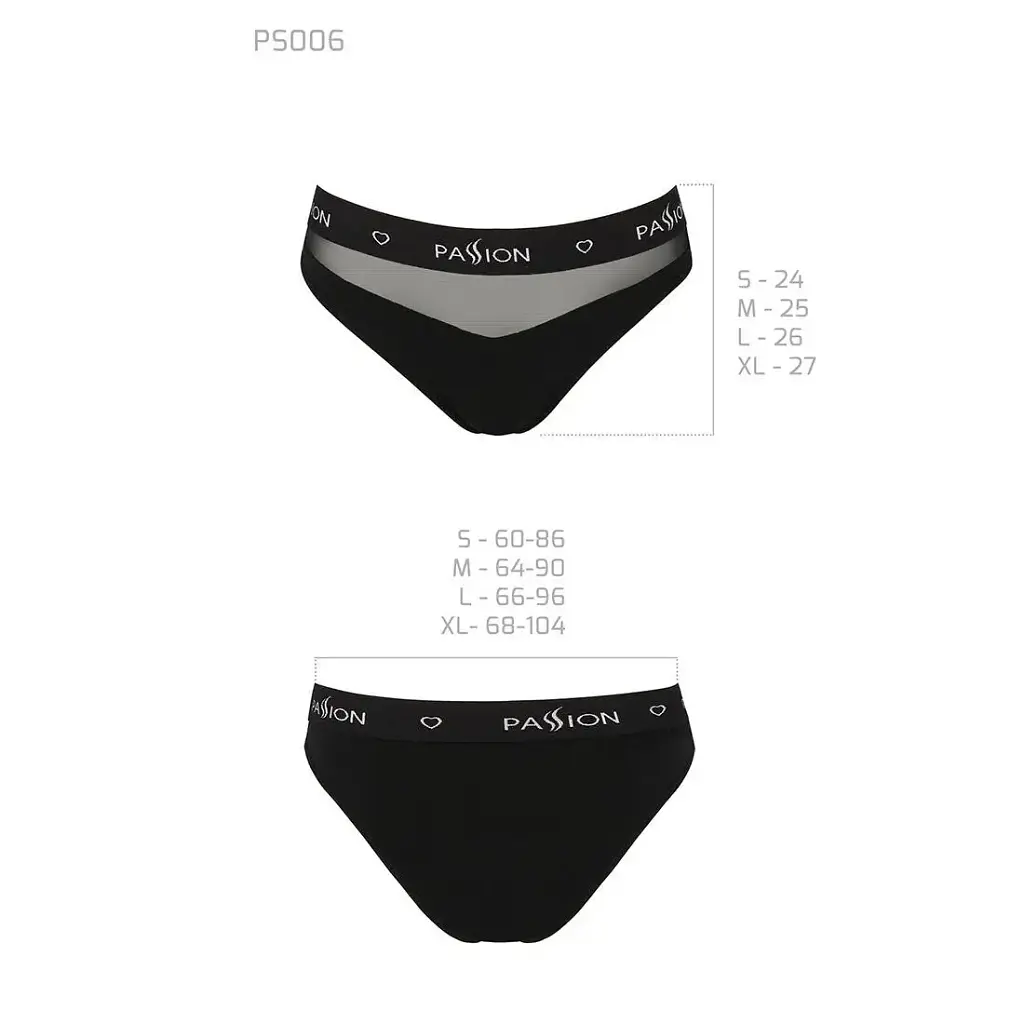 Трусики с прозрачной вставкой Passion PS006 Panties black L - фото 3