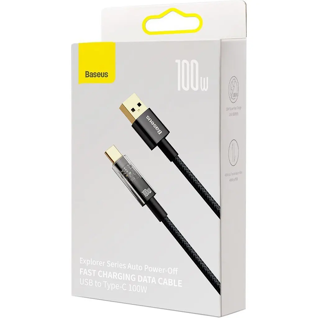Кабель Baseus Explorer Series Auto Power-Off USB-A to USB-С 100w 2m Black (CATS000301) [152038] - фото 5