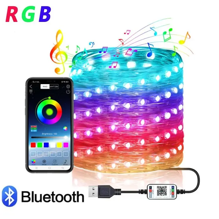 Світлодіодна гірлянда Smart LED «Крапля роси» 10 м з Bluetooth / Wi-Fi RGB керування зі смартфона через застосунок - фото 3