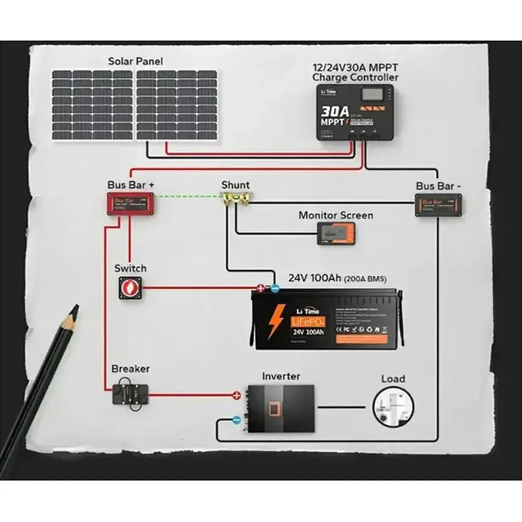 Акумулятор Li Time LiFePO4 24V (25.6V/100Ah/2560Wh) (Li-Time LiFePO4 256V*100) [123753] - фото 5