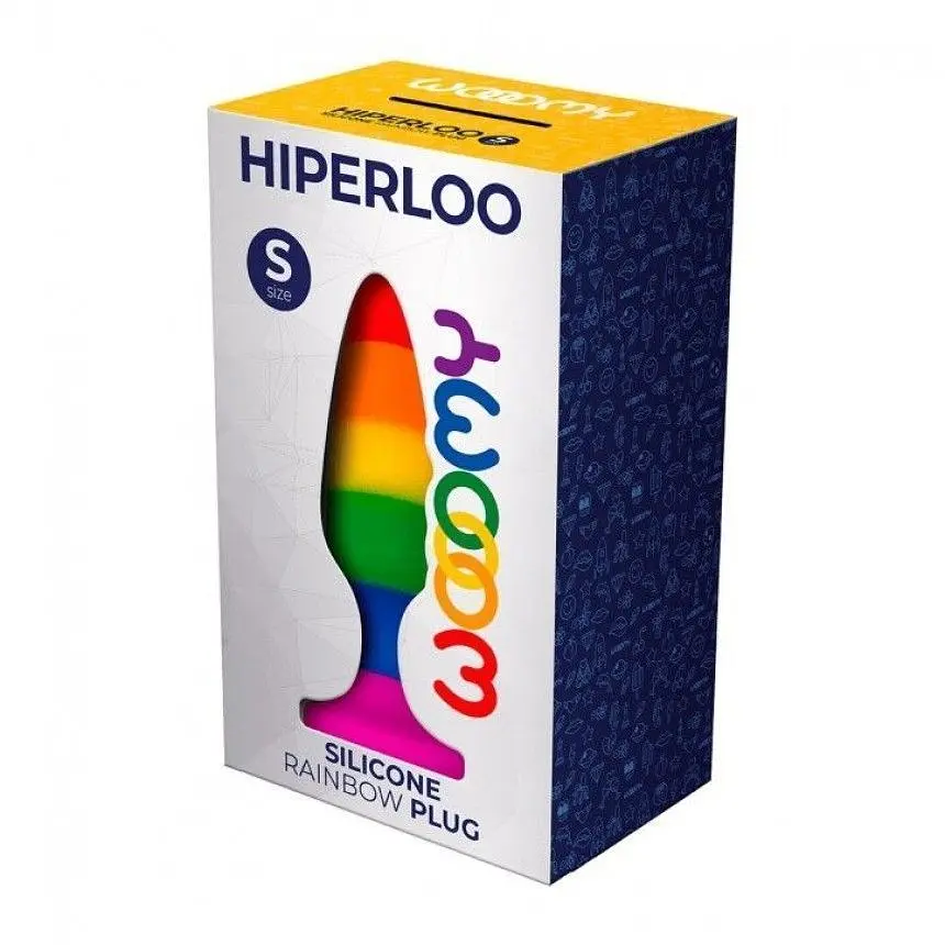 Анальна пробка Wooomy Hiperloo Silicone Rainbow Plug S, 9х2.4 см - фото 5