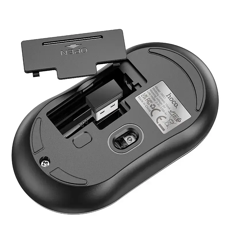 Маніпулятор миша HOCO GM21 Platinum 2.4G business wireless mouse Black Yellow - фото 4