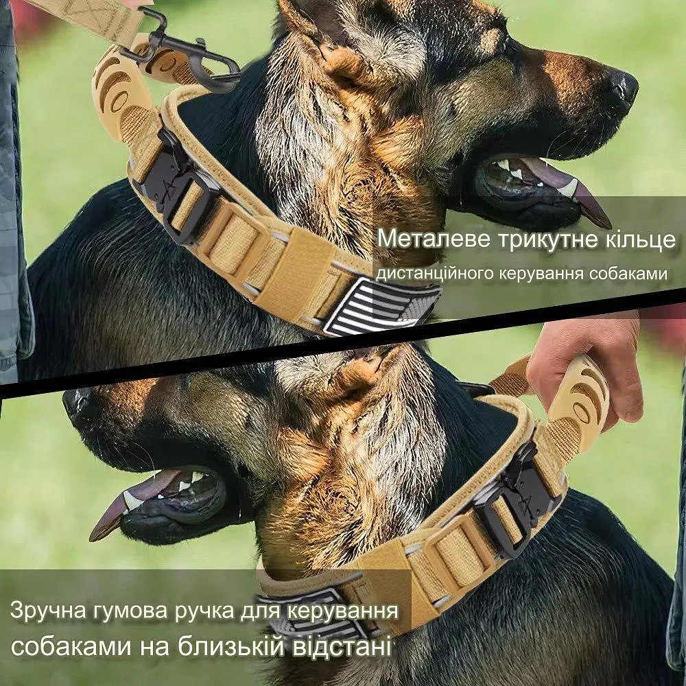 Нашийник для собак Harness Tactical, широкий нейлоновий з металевою пряжкою-фастекс, Коричневий М - фото 5