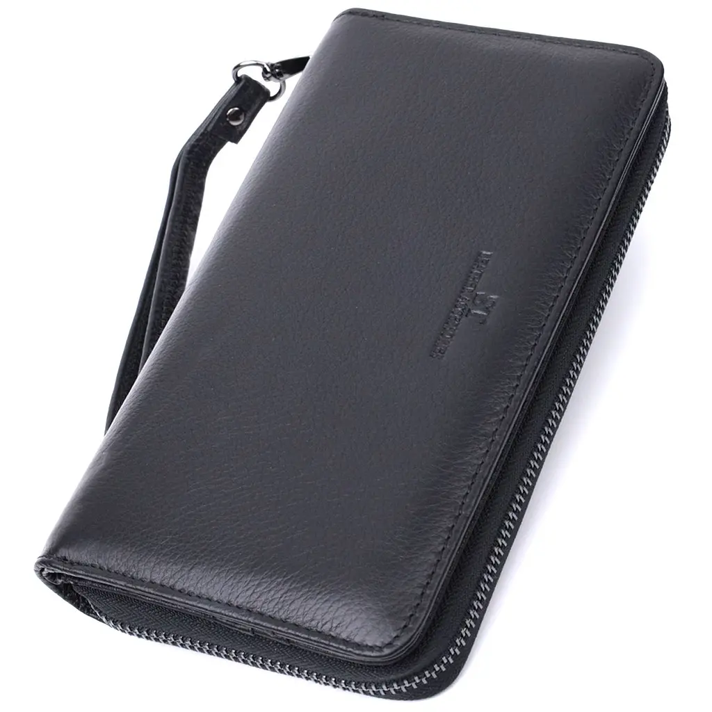 Чоловічий клатч із блоком для карт з натуральної шкіри ST Leather 22694 чорний