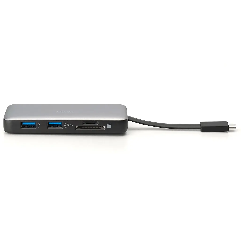 Порт-реплікатор Digitus USB-C > HDMI/2xUSB-A/USB-C/SD/MicroSD/RJ54, Travel (DA-70916) - фото 4