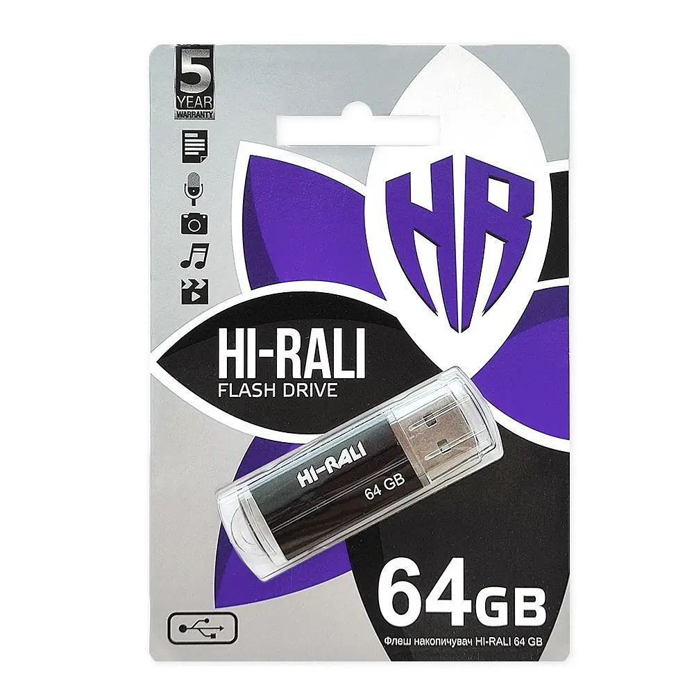 Флеш-накопичувач USB 64GB Hi-Rali Corsair Series Black (HI-64GBCORBK) - фото 2