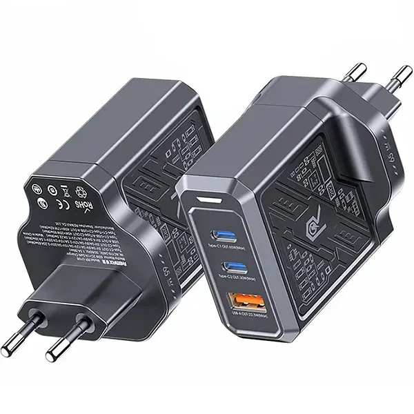 Комплект Повербанк WonderTech O2 Project 60000 мАч 65W + Кабель резиновый Remax RC-C032 + Быстрая GaN зарядка Remax RP-U108 - фото 5