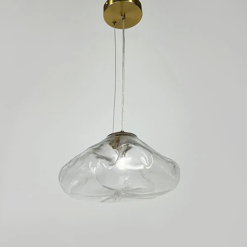 Скляний прозорий підвіс з легкими вигинами у латунному корпусі Ø 30 см | Line F | Арт. MJ82-300 AB+CL - фото 8