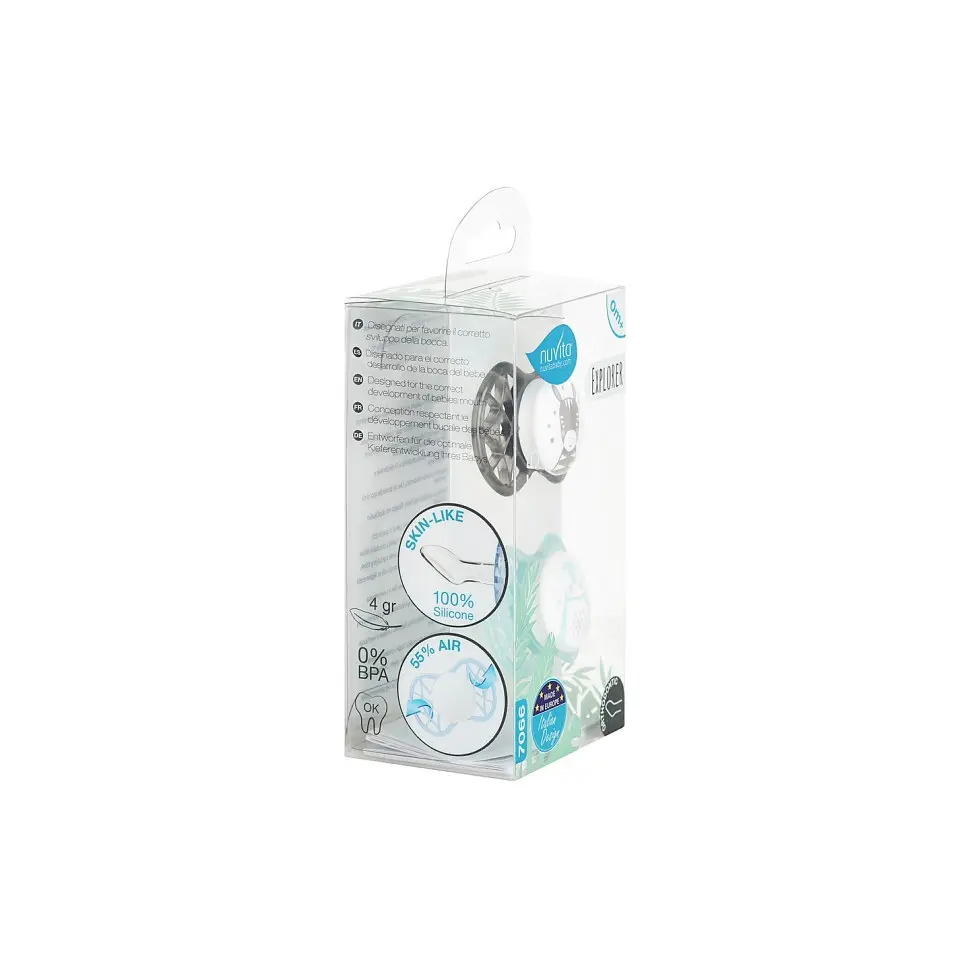 Пустушка Nuvita 7066 Air55 Explorer ортодонтична 0m+ (зебра пінгвін) 2 шт NV7066N - фото 4