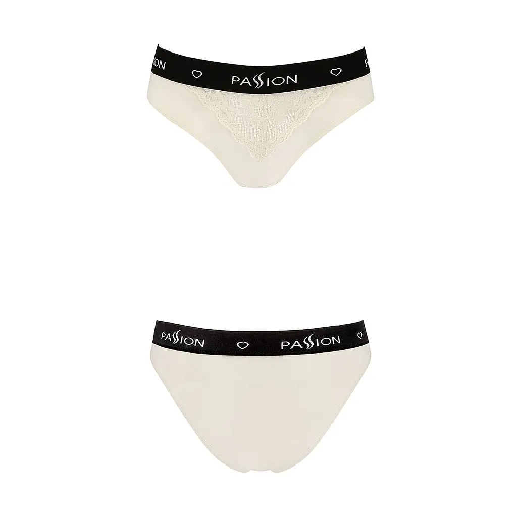 Трусики з широкою гумкою і мереживом Passion PS001 PANTIES M, ecru - фото 4