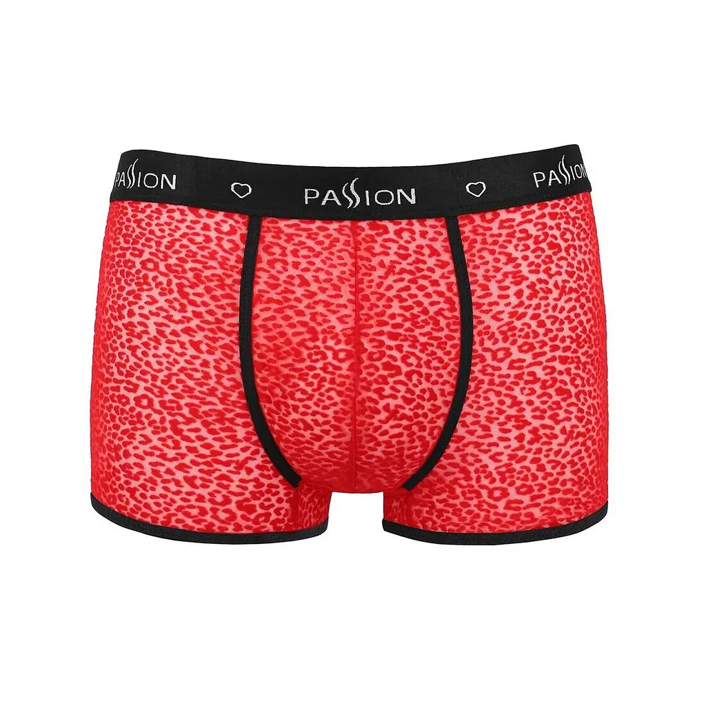 Чоловічі прозорі боксери Passion 046 SHORT PARKER L/XL Red, сітка, під леопард - фото 5