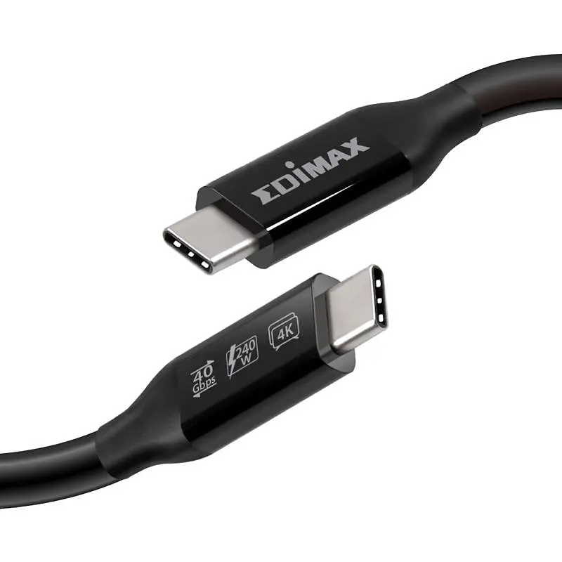 Кабель Edimax UC4 V2 USB Type-C - USB Type-C (M/M), Thunderbolt 3, 240 W, 20 V, 5 A Max, 1 м, Black (UC4-010TB) (UC4-010TB V2) - фото 2