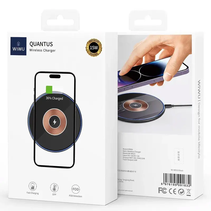 БЗП WIWU Wi-W013 15W wireless charger Black - фото 3