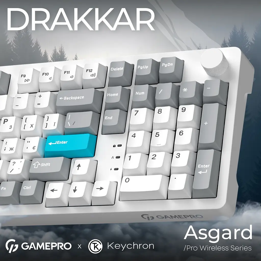 Клавиатура GamePro Asgard Drakkar Keychron Super Red Switch Wireless/Bluetooth/USB White беспроводная (MK305WH) - фото 11
