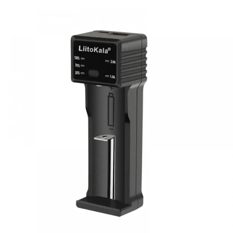 Зарядний пристрій для акумуляторів Liitokala 1 Slot, LED disp, USB, Li-ion/3.7V/3.8V, Li-Fe/3.2V, Ni-MH/1.2V (Lii-100C)