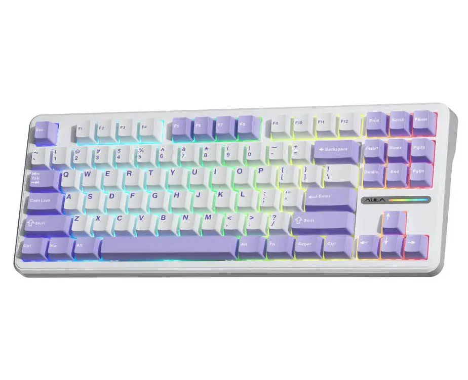 Механічна ігрова клавіатура Aula Mechanical F-87 White-Purple KRGD Blue switch