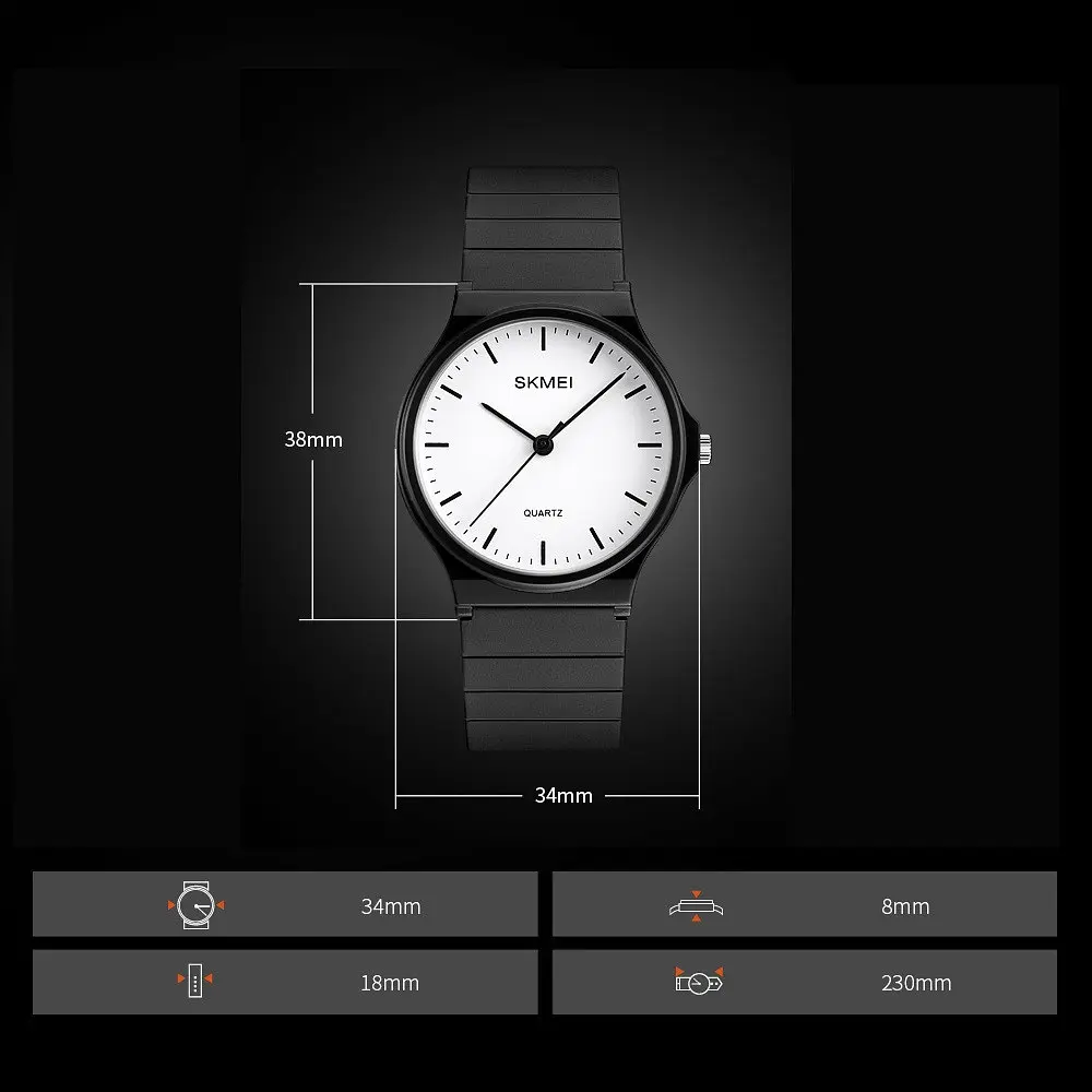 Наручний годинник жіночий Skmei 1419 Black White, 1419BKWT (18415) - фото 8