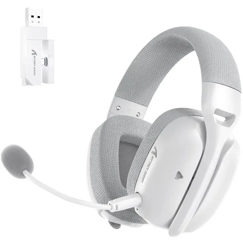 Ігрова гарнітура Attack Shark L80PRO Wireless, 2.4GHz/Bluetooth/3.5mm White (L80PROW_AS) - фото 3