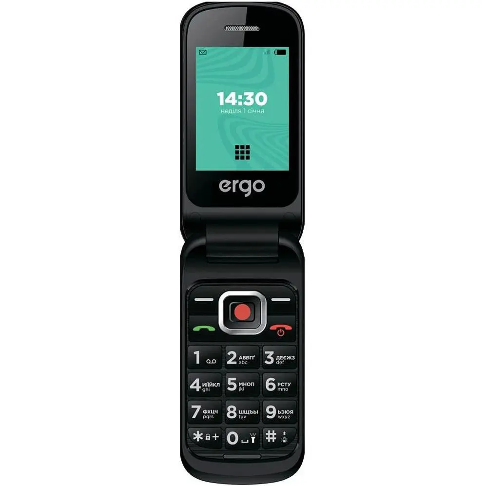 Мобільний телефон бабушкофон Ergo F241 Black - фото 2