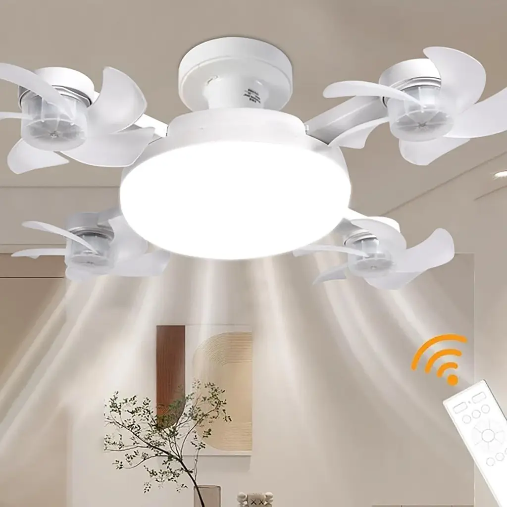 Світлодіодна стельова люстра-вентилятор AY1053 / LED лампа з вентилятором у патрон / Стельовий світильник-вентилятор 60W - фото 7