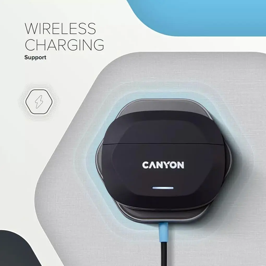 Навушники Canyon TWS HEXAGON 7 TWS ANC+ENC Wireless Charge Black Yellow (CNS-TWS7BY) - фото 5