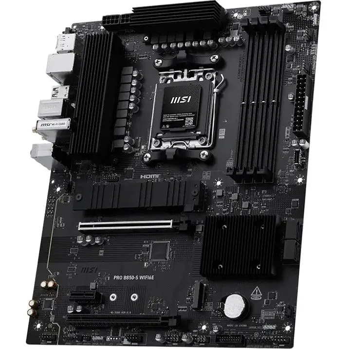 Материнська плата MSI AM5 PRO B850-S WIFI6E, B850, 4xDDR5, Int.Video (CPU), 4xSATA3, 2xM.2, 2xPCI-E 4.0 x16, 1xPCI-E 3.0 x1, ALC897, Realtek 8125 2.5G, WiFi 6E, Bluetooth 5.3, 11xUSB 3.2 / 4xUSB 2.0, HDMI/DP, ATX - фото 2
