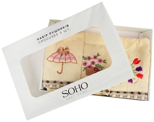 Набор полотенец Soho Crocuses, 25х50 см, 3 шт., кремовый (1179К) - фото 2