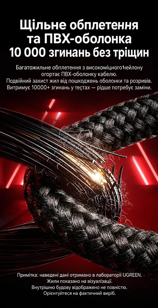 Мережевий кабель Ethernet UGREEN NW153 1,5 м патч-корд RJ45 штекер на RJ45 штекер Cat 8 до 40 Гбіт/с екранований F/FTP в обплетенні жили з чистої міді 2000 МГц чорний (80430) - фото 9