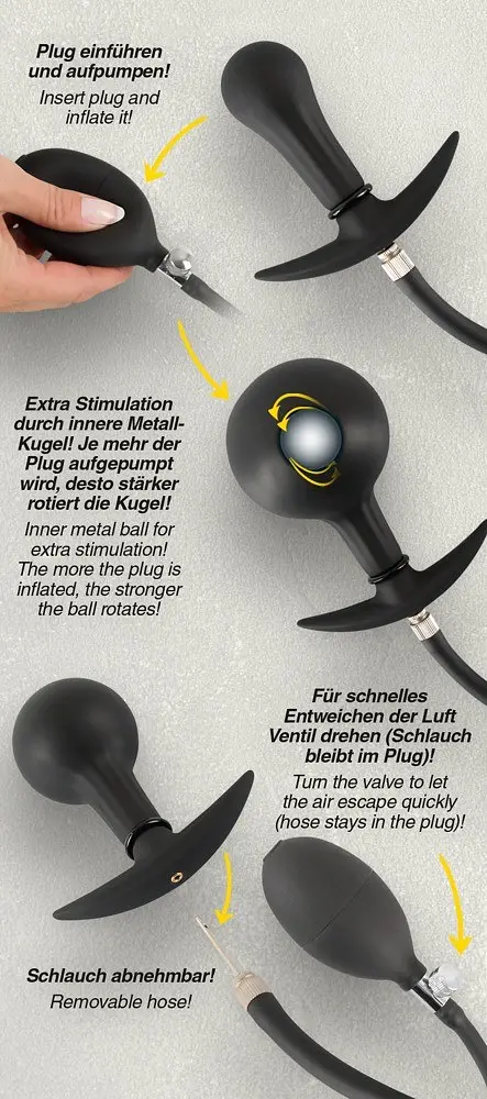 Анальна пробка Orion Inflatable Plug, 8 см (чорний) - фото 9